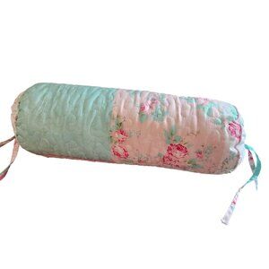 Tiffany Pink Garden Pink, Blue, White Floral Cotton Polyester Decor Throw Pillow